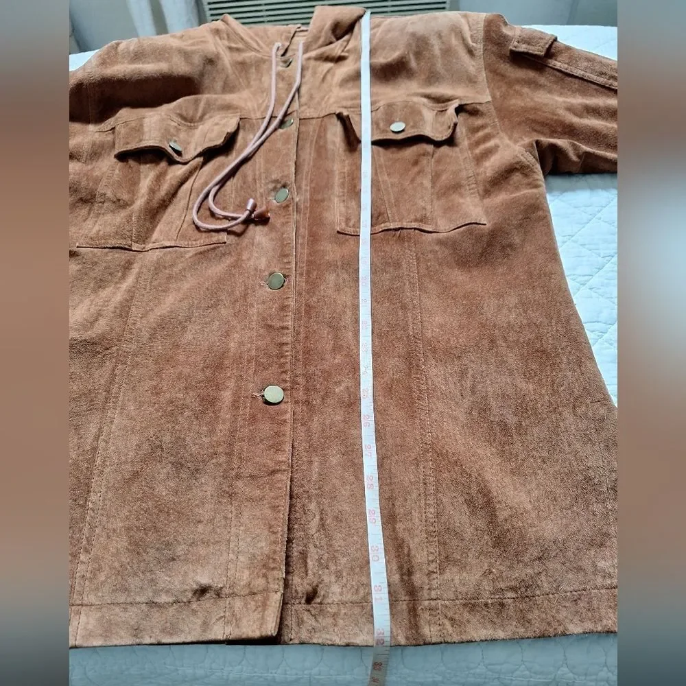 Golden Brown Suede Button-Up Jacket Small